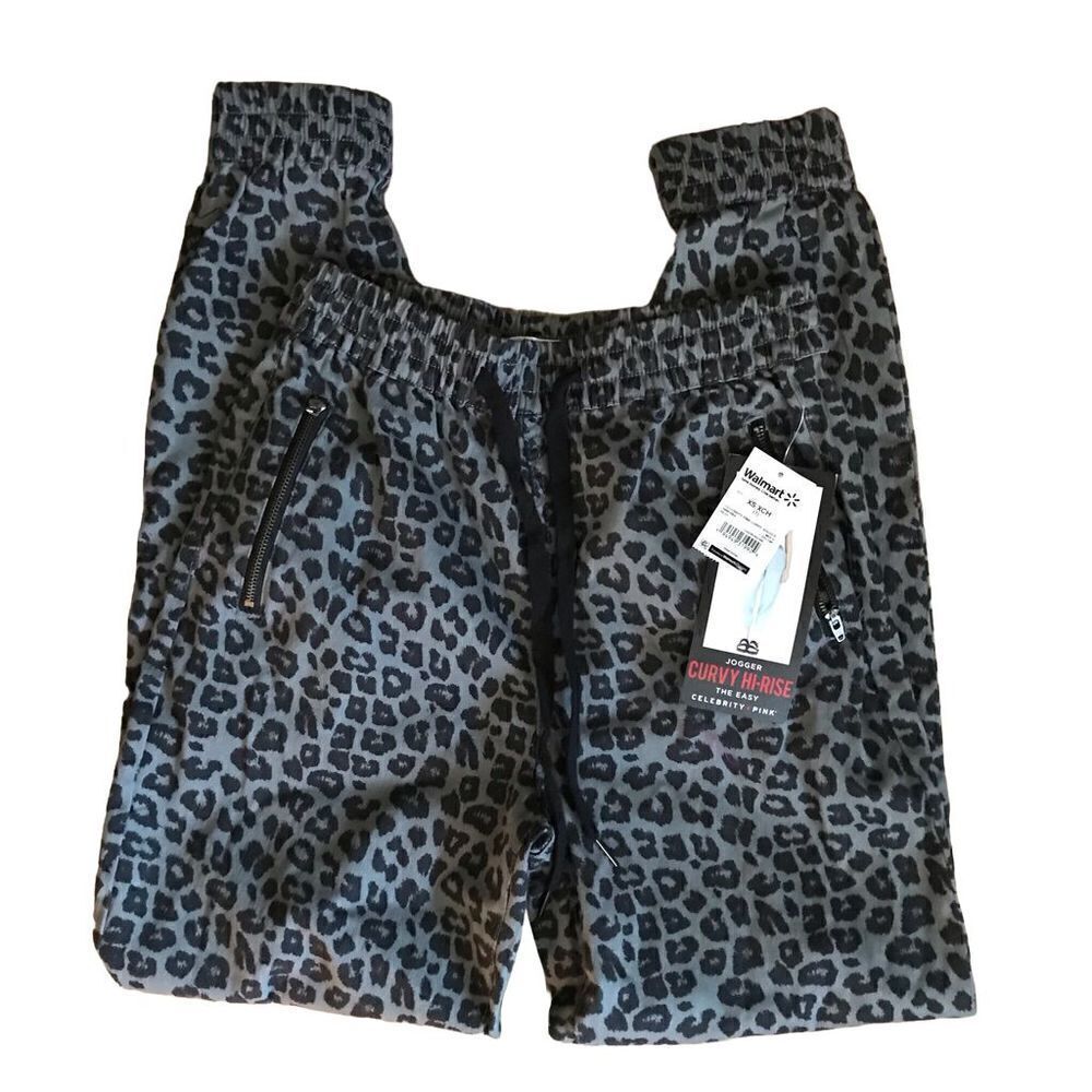 Celebrity Pink SZ XS Leopard print joggers drawstring elastic waist high rise